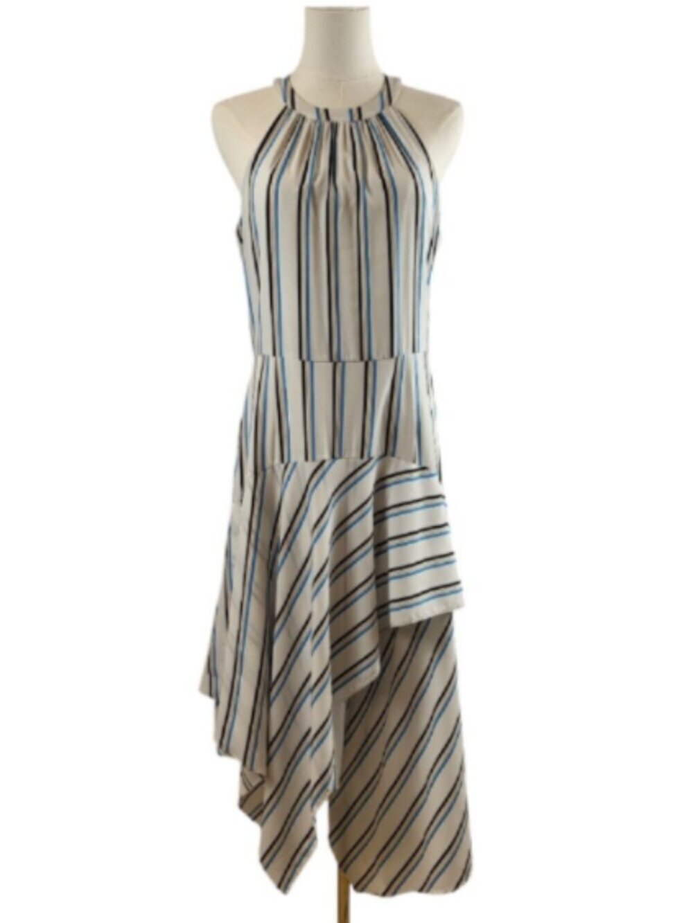 Adelyn Rae Layne Medium Multicolor Striped Halter Dress RTR Handkerchief Hemline - Picture 5 of 16